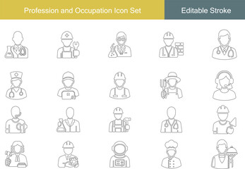 Profession and Occupation Icon Set | Doctor, Engineer, Scientist, Farmer, Chef, Mechanic, Nurse, Astronaut, Builder, Customer Support Line Icons
