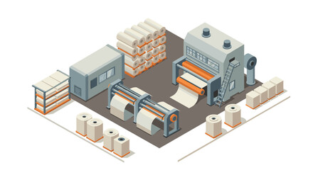 Obraz premium Modern paper production line in isometric design