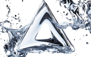 Elegant digital rendering of a liquid metal triangle suspended in air symbolizing creativity and modern artistic vision isolated on transparent background PNG