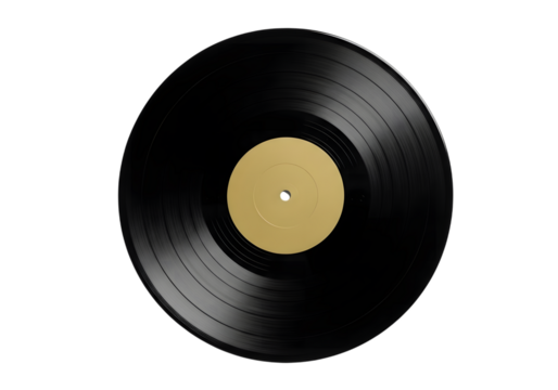 Black vinyl record isolated on transparent background