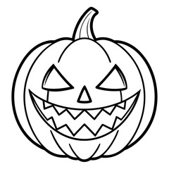 Simple black and white jack o lantern outline for halloween