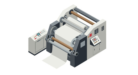 Industrial isometric paper machine with control panel in modern design