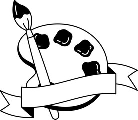 black and white logotype of A paintbrush and palette