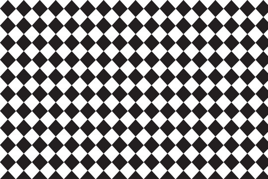 A seamless black and white rhombus diamond pattern arranged in a horizontal grid. The alternating diamonds create a geometric, checkered effect that is ideal for backgrounds, textiles, wallpapers