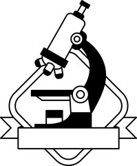 black and white logotype of A microscope