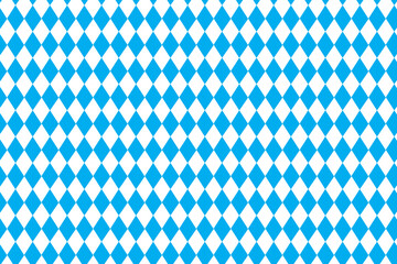 Oktoberfest seamless pattern. Bavarian flag print. Vector blue and white rhombus banner background. Bavaria Octoberfest party wallpaper. Munich beer festival repeat pattern. Harlequin check tablecloth