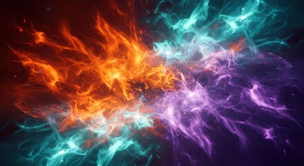 Intense contrasting energy forms collide in a dark cosmic background