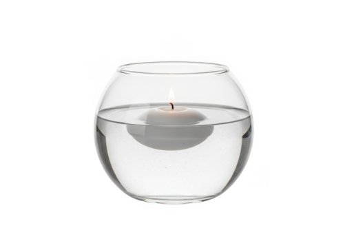 Floating candle in glass isolated on transparent background