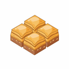 Isometric Delicious Baklava Sweet Pastry Turkish Dessert Food Illustration