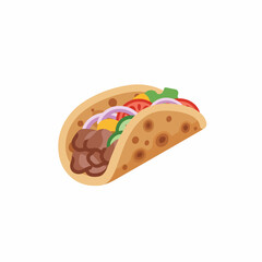Flat Illustration Delicious Taco Filling Recipe with Onion Food Icon