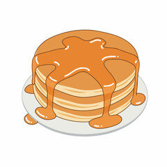 Cute Handdrawn Pancake Stack with Syrup Food Illustration