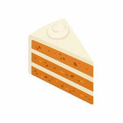 Isometric Delicious Layered Cake Slice with Cream Topping Food Dessert