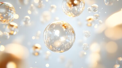 Simple white background with floating baubles and holiday lights