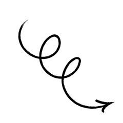 Double Curved Crayon Arrow with Artistic Hand-Drawn Lines and Dynamic Motion Feel