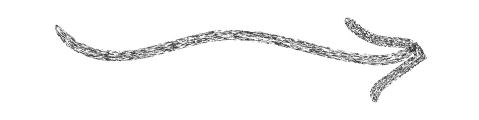 Hand-Drawn Curved Crayon Arrow with Playful Sketch Texture and Organic Flow