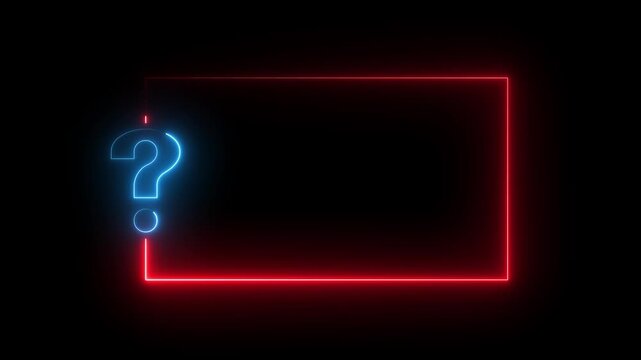 Neon Quiz Interface Animation  Option Selection ,Quiz game or intellectual challenge contest Animated quiz question on black background