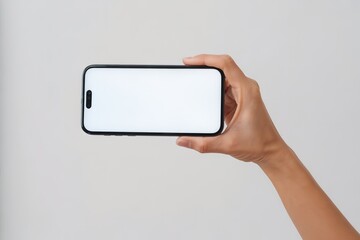 Hand Holding Smartphone with Blank Screen for App Presentation Mockup