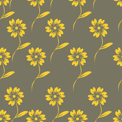 Floral botanical vector texture pattern with flowers and leaves. Seamless pattern can be used for wallpaper, pattern fills, web page background, surface textures.
