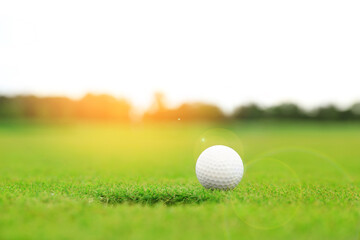 Golf ball near hole on green course