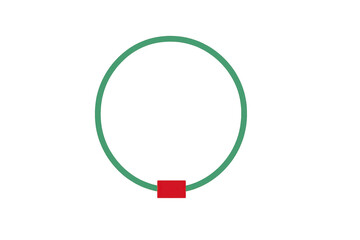 Green loop connecting to a small red square, creating a dynamic geometric concept with a transparent background