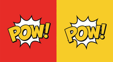 Comic Book Style POW Sound Effects on Split Background.