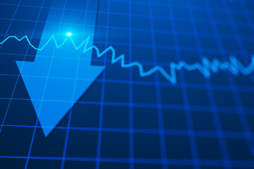 Down crisis financial business market graph on investment economy finance chart background of loss money economic crash exchange or stock recession diagram concept.