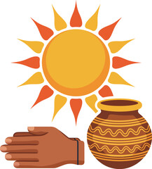 Sun, Hand, and Pot: A Cultural Depiction