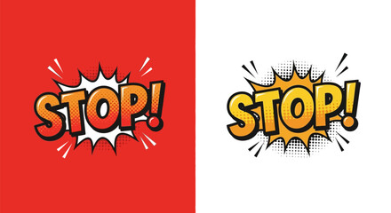 Comic Book Style Stop Sign with Exclamation Point. © Vektor
