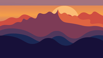Abstract Sunset Over Rolling Hills sunrise mountains