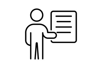 Presenter with Document Presentation Icon. Icon related to Presentation. Line icon style. Simple vector design editable
