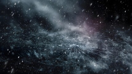 Naklejka premium Mesmerizing cosmic arrangement with a starry night sky amidst falling snow