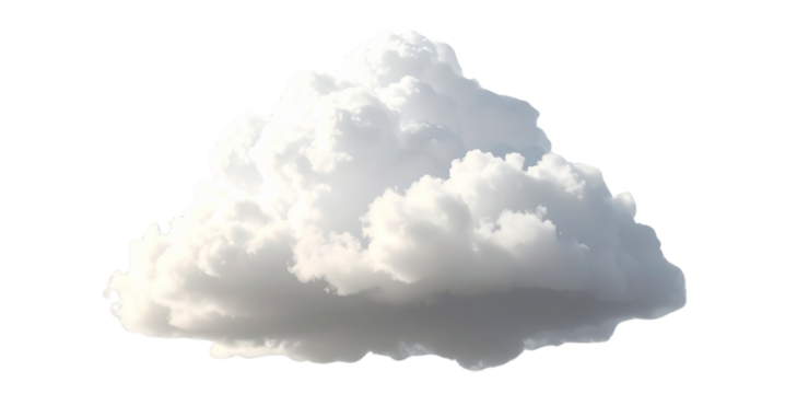 Realistic white cloud floating on transparent background