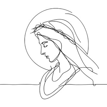 The scene &ldquo;Gloria in Excelsis Deo&rdquo; in outline Biblical Christmas Scenes outline / minimal linear vector