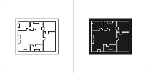 Floor plan icon set, architectural blueprint