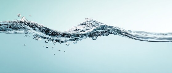 Close-up of water with ripples and bubbles against a soft blue gradient background