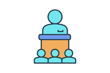 Colloquium Icon. Icon related to Presentation. Flat line icon style. Simple vector design editable