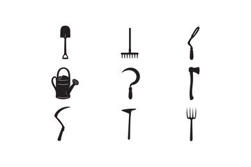Farmer Tools icon silhouette illustration on white background.