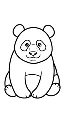 Obraz premium Cute Panda Bear Sitting Calmly, Awaiting a Hug, Isolated on White Background, Ready for Coloring, Illustrative Style, Ideal for Children's Education Material & Conservation Campaigns, Representing Wil