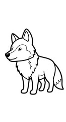 Charming Fox Illustration Standing Alert in Forest, Ready for Wildlife Education Projects & Children's Book Designs. A Friendly Animal Character with Detailed Outline, Perfect for Coloring Pages & Car