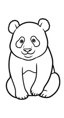 Fototapeta premium Adorable Panda Bear Sitting Calmly, a Children's Illustration for Educational Use, in Simple Black and White Line Art, for Coloring Pages and Activity Books, Promoting Wildlife Conservation and Educat