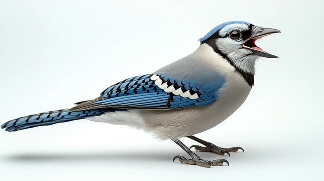 Vibrant Blue Jay in Natural Habitat: Singing North American Songbird