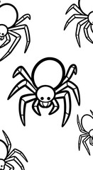 Cartoon Spiders Clipart Crawling Around for Halloween Decoration & Celebration, Creating Spooky, Creepy Fun. Use for Children's Books, Educational Resources, Halloween Marketing, Holiday Greeting Card