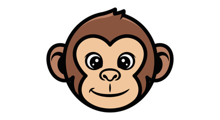 Cartoon illustration of a monkey's head with a friendly expression, featuring brown fur and large, round eyes.