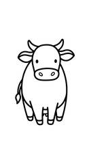 Fototapeta premium Cute Cartoon Cow Standing: A Simple Line Art Illustration for Children's Education Materials, Farm Animal Designs, and Playful Graphic Resources, Suitable for Coloring Books, Nursery Decor, and Agricu