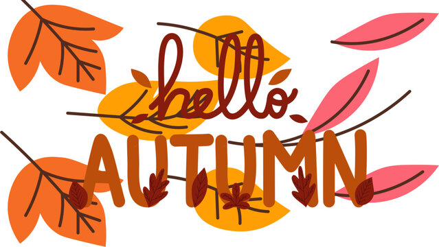 Celebrate the season with this vibrant hello autumn leaves vector illustration for fall themed designs