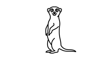 A simple line drawing of a meerkat standing upright.