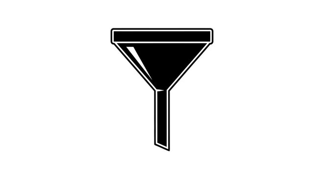 A simple black funnel icon with white highlights, depicted as a vector illustration on a plain white background.