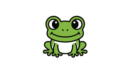 A cheerful cartoon frog with big eyes and a friendly smile, isolated.