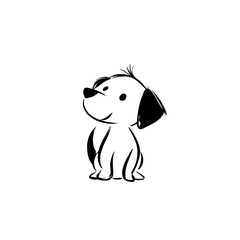Obraz premium dog. dog simple black and white line art vector logo