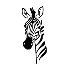 Obraz premium Zebra. Zebra simple black and white line art vector logo